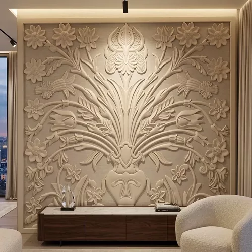 Classic Baroque Wall Carving Panel Relief STL