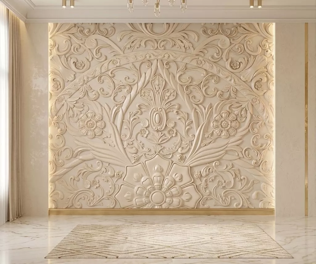 Classic Baroque Round Oval Wall Panel Relief STL 3D model
