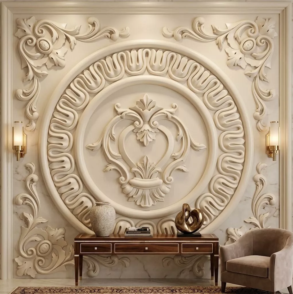 Classic Baroque Horizontal Wall Panel Relief STL 3D model