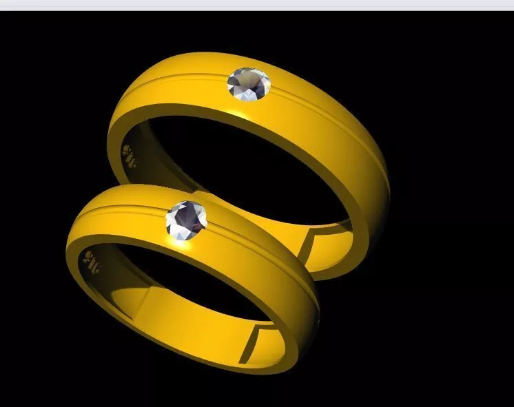 solitaire couple band ring 3dm file 3D print model