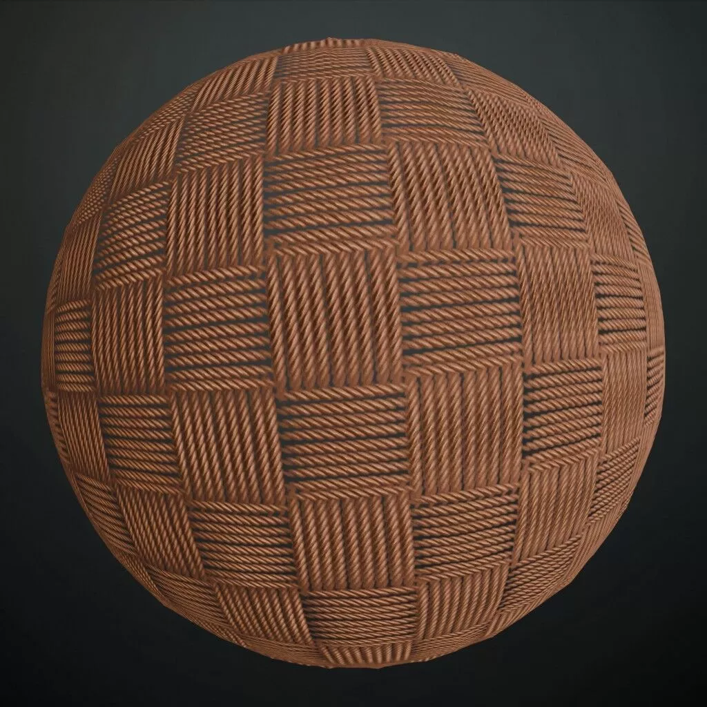 Rope String Weave Basketweave Twisted Cord Material PBR Seamless Texture