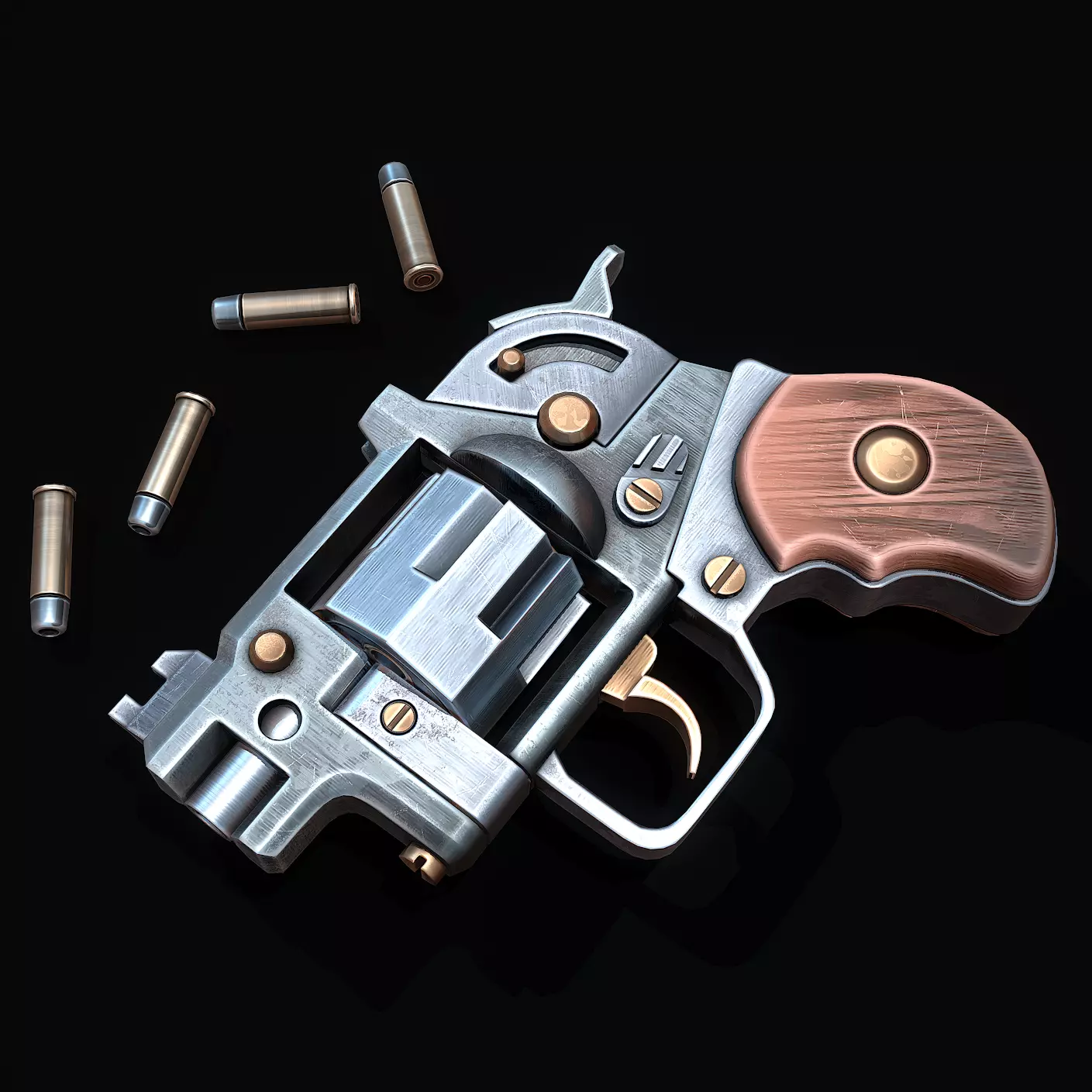 Pocket Revolver Low-poly 3D model