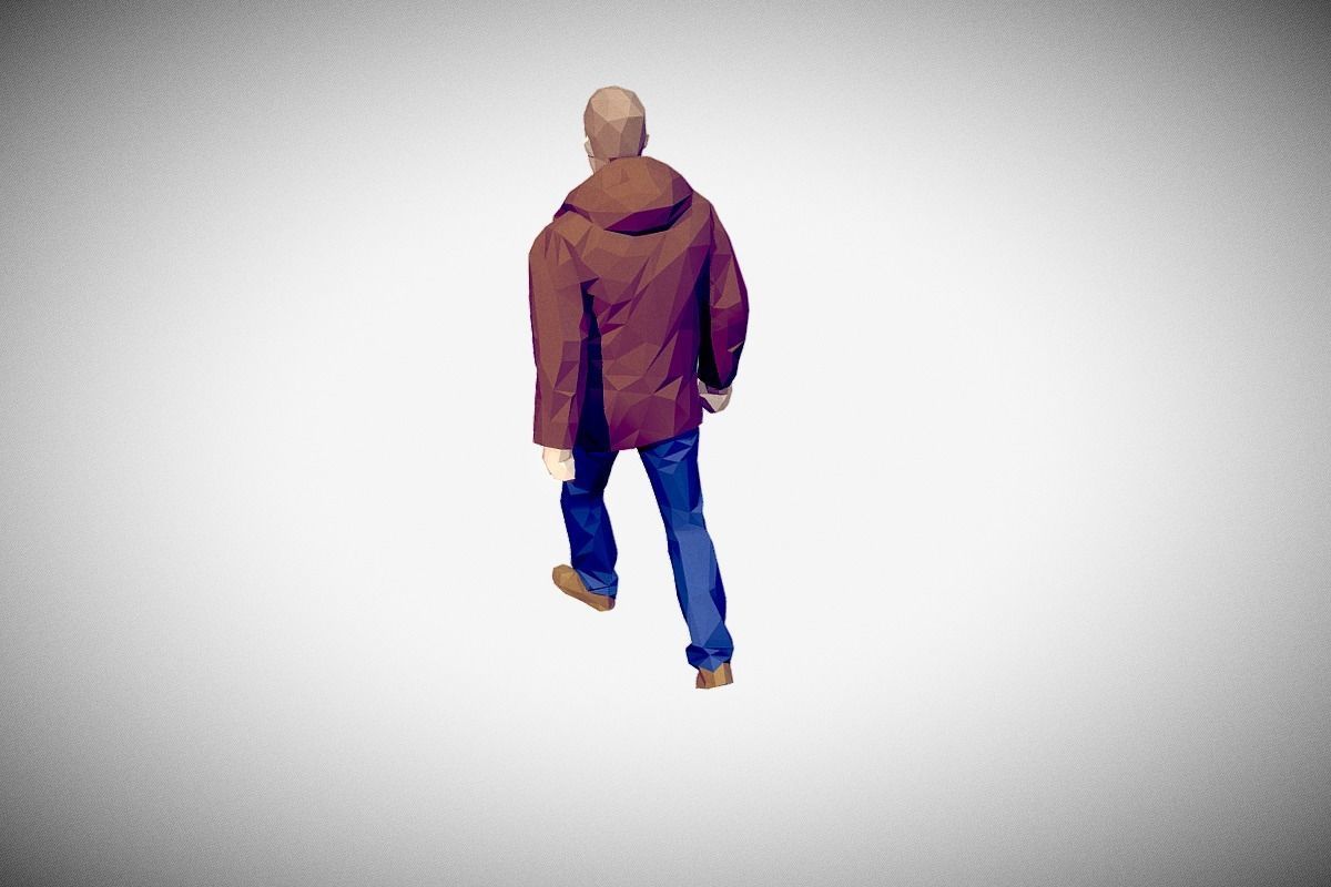 Rigged Lowpoly Man Low-poly 3D model_6