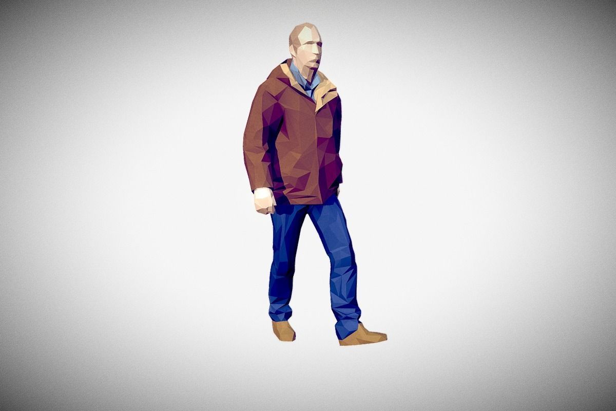 Rigged Lowpoly Man Low-poly 3D model_1