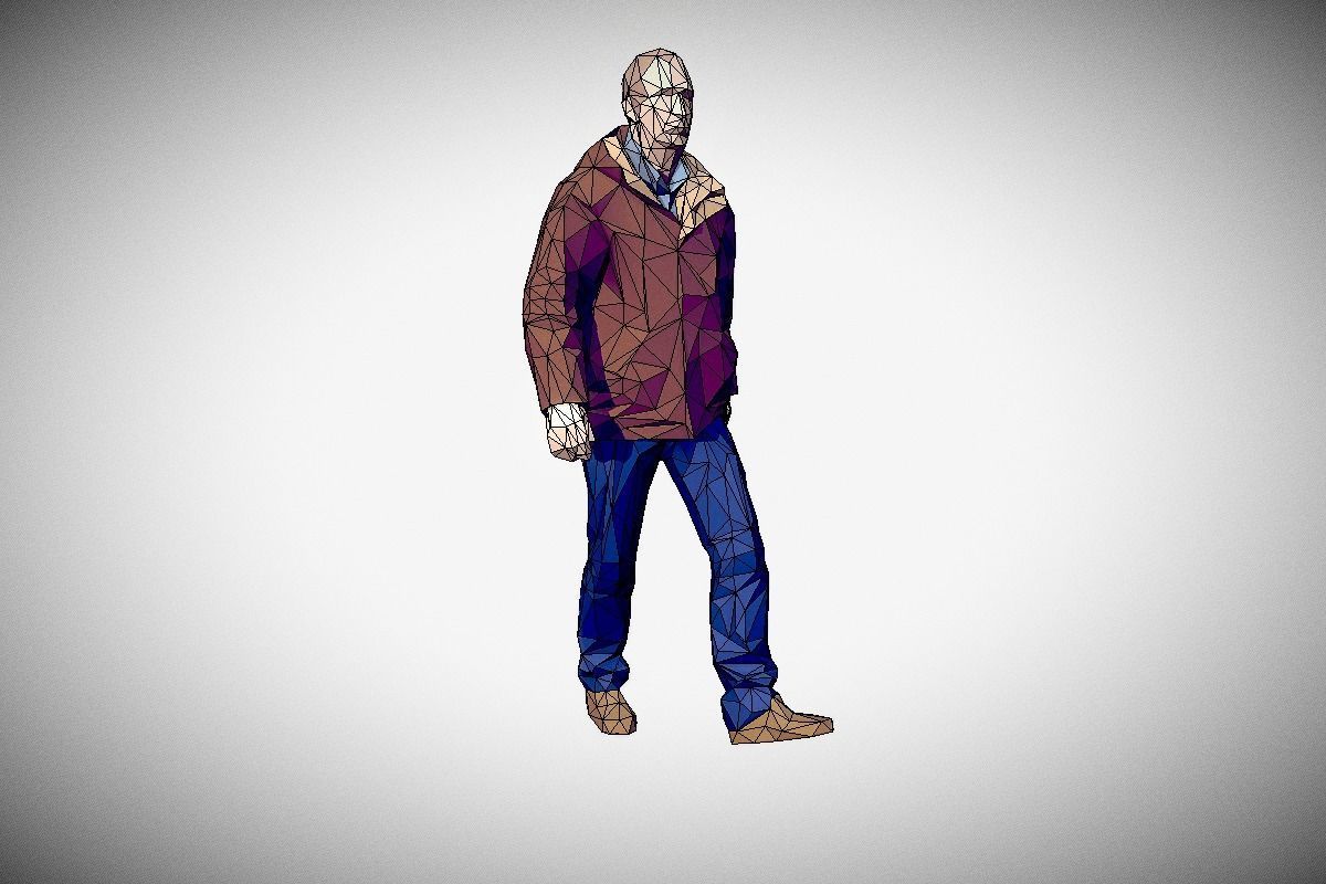 Rigged Lowpoly Man Low-poly 3D model_3