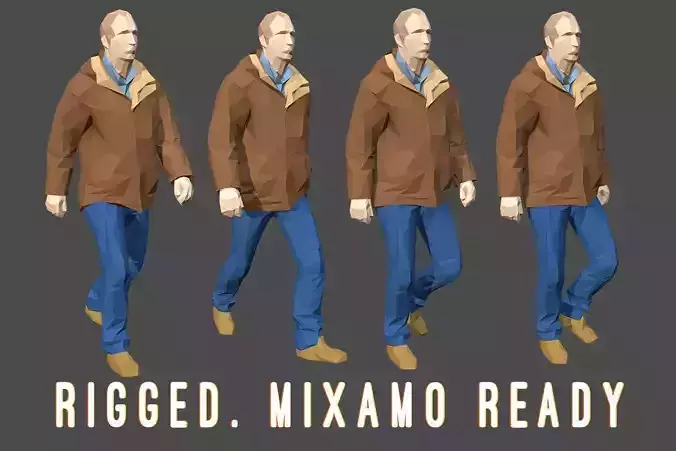 Rigged Lowpoly Man Low-poly 3D model