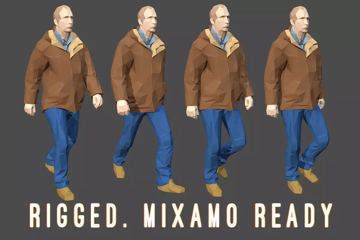 Rigged Lowpoly Man Low-poly 3D model_0