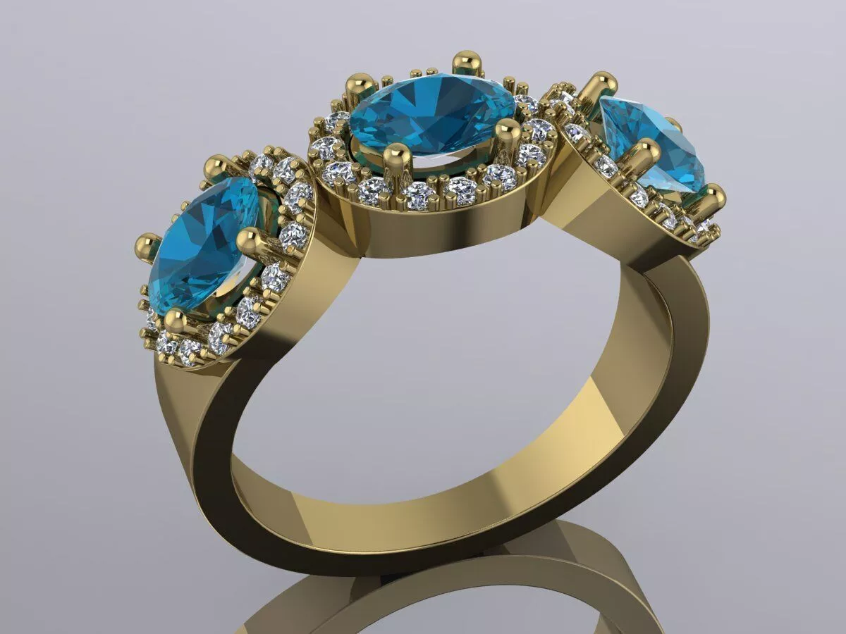 Oval Gemstone Ring Luxury Jewelry 3D print model