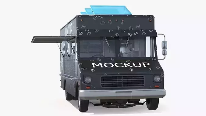 Food Truck Vehicle Mockup with Interior 3D model 6