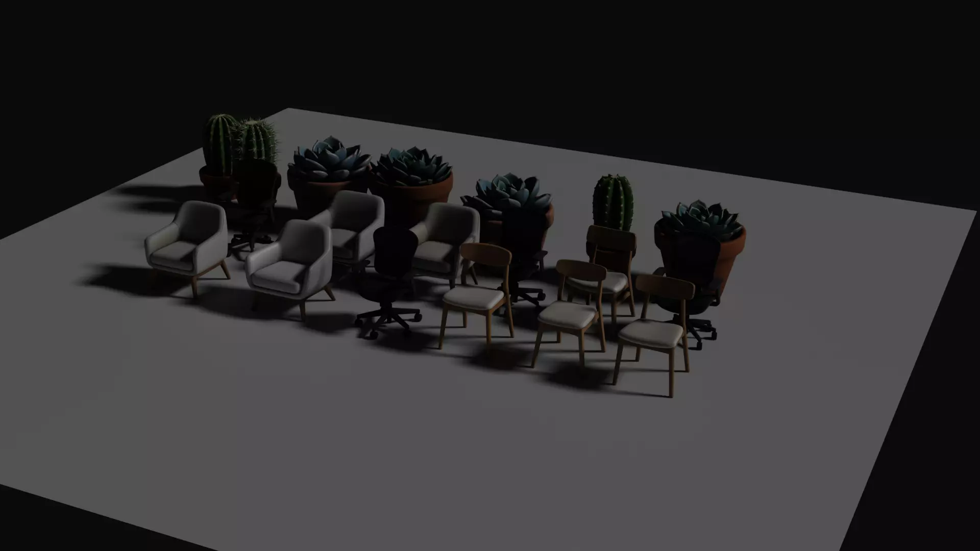 chair sofa and indoor plant Free 3D model