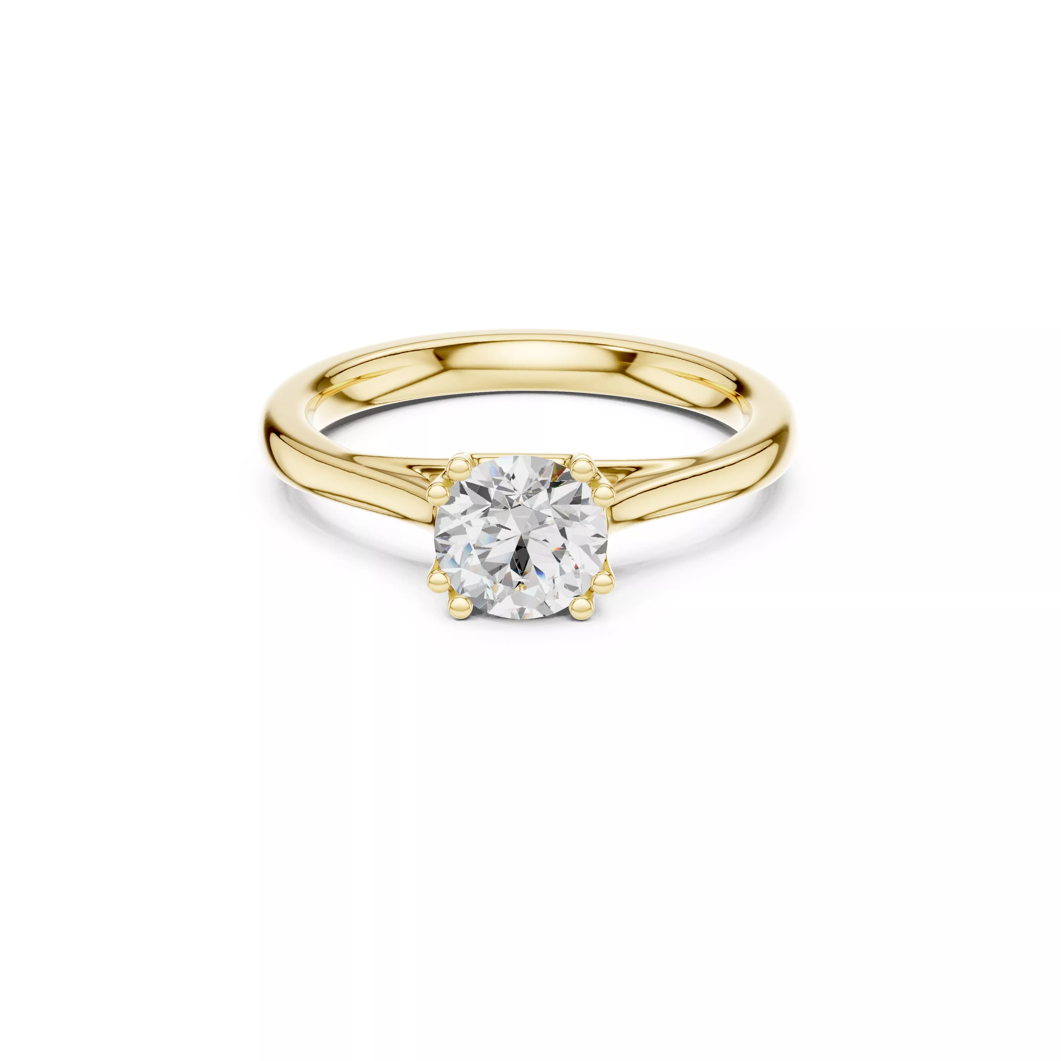 Classic Eight Prong Round Solitaire Engagement Ring CAD 3D print model