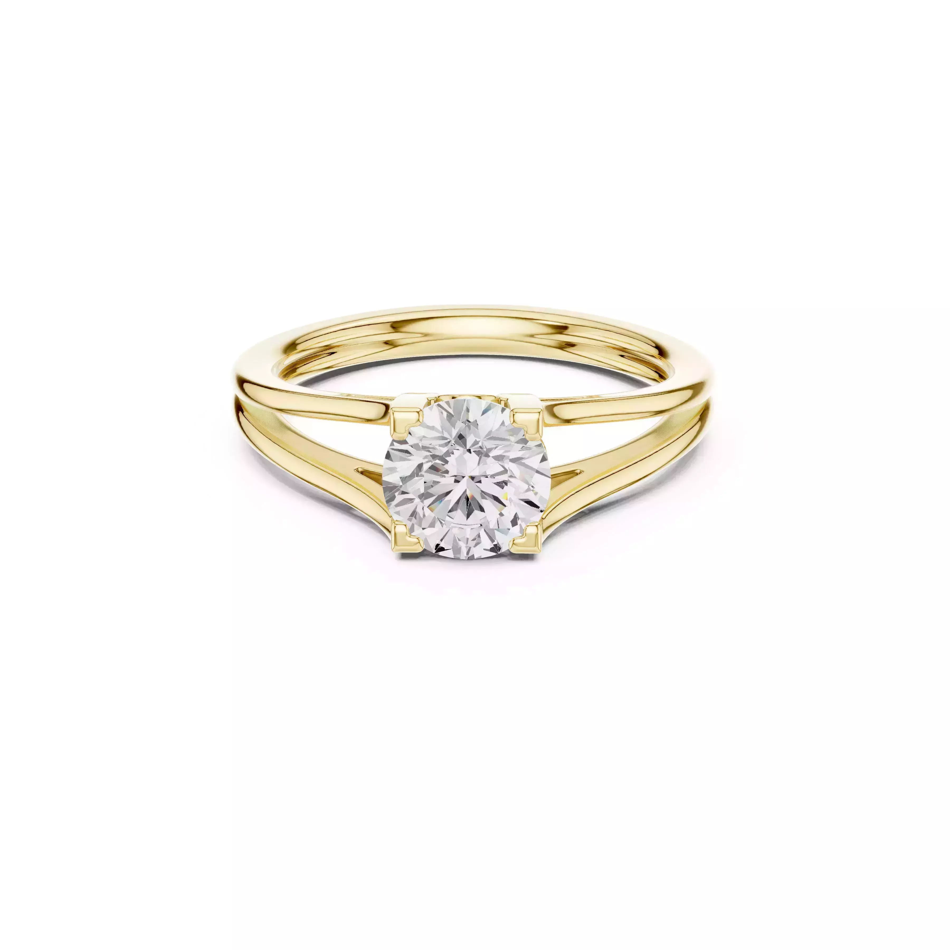 Split Shank Round Solitaire Engagement Ring 3D print model