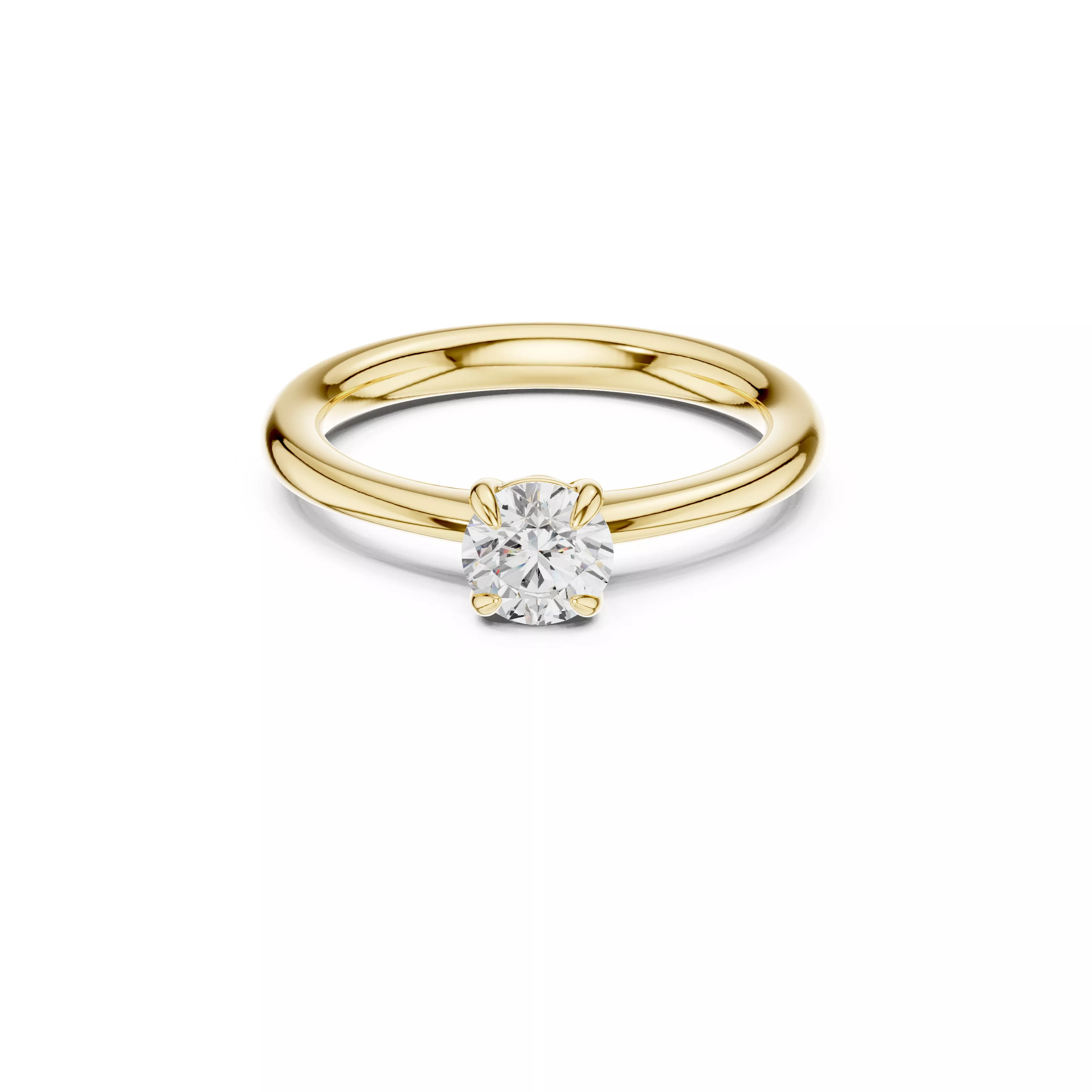 Classic Premium Round Solitaire Engagement Ring CAD 3D print model