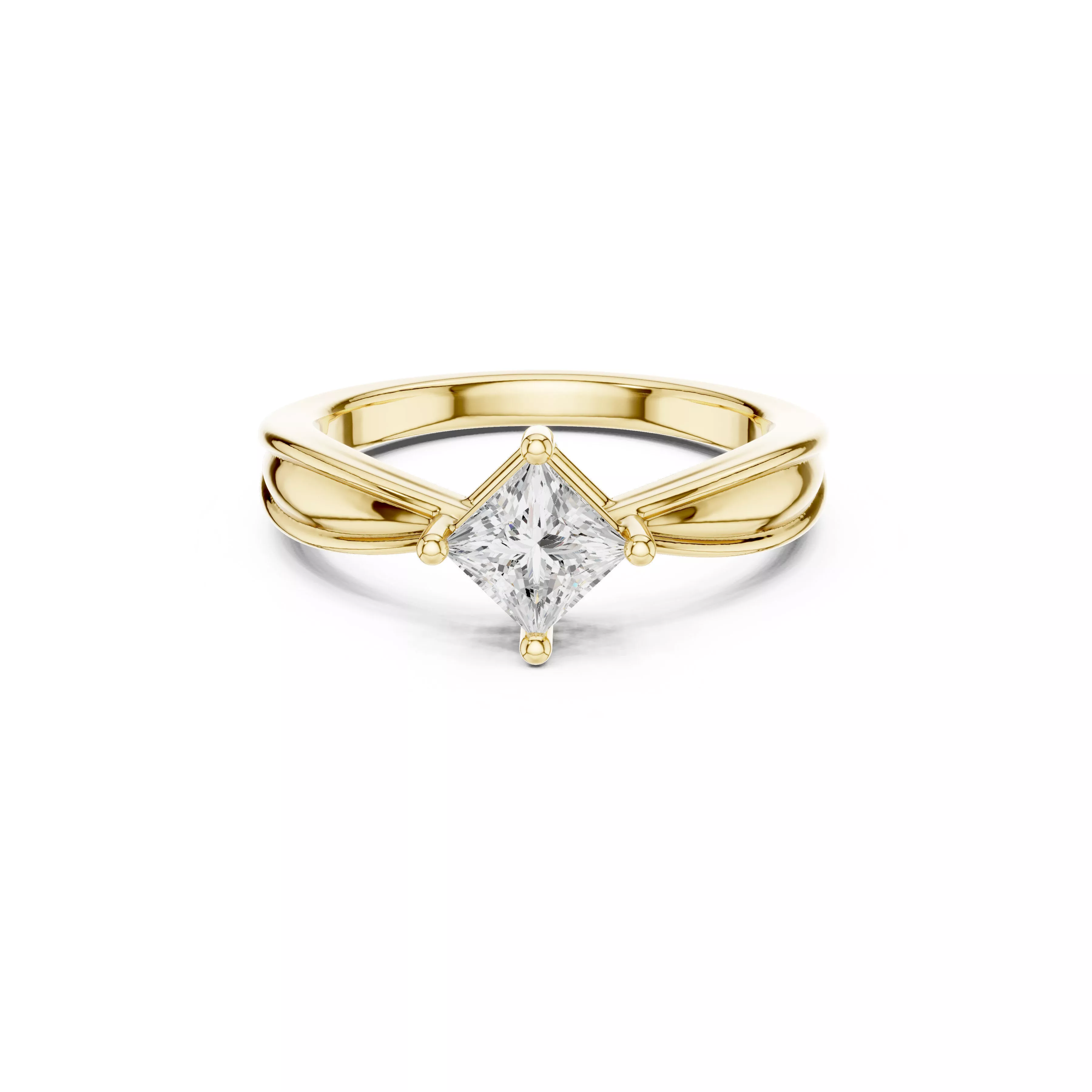 Princess Cut Solitaire Bypass Engagement Ring 3D print model
