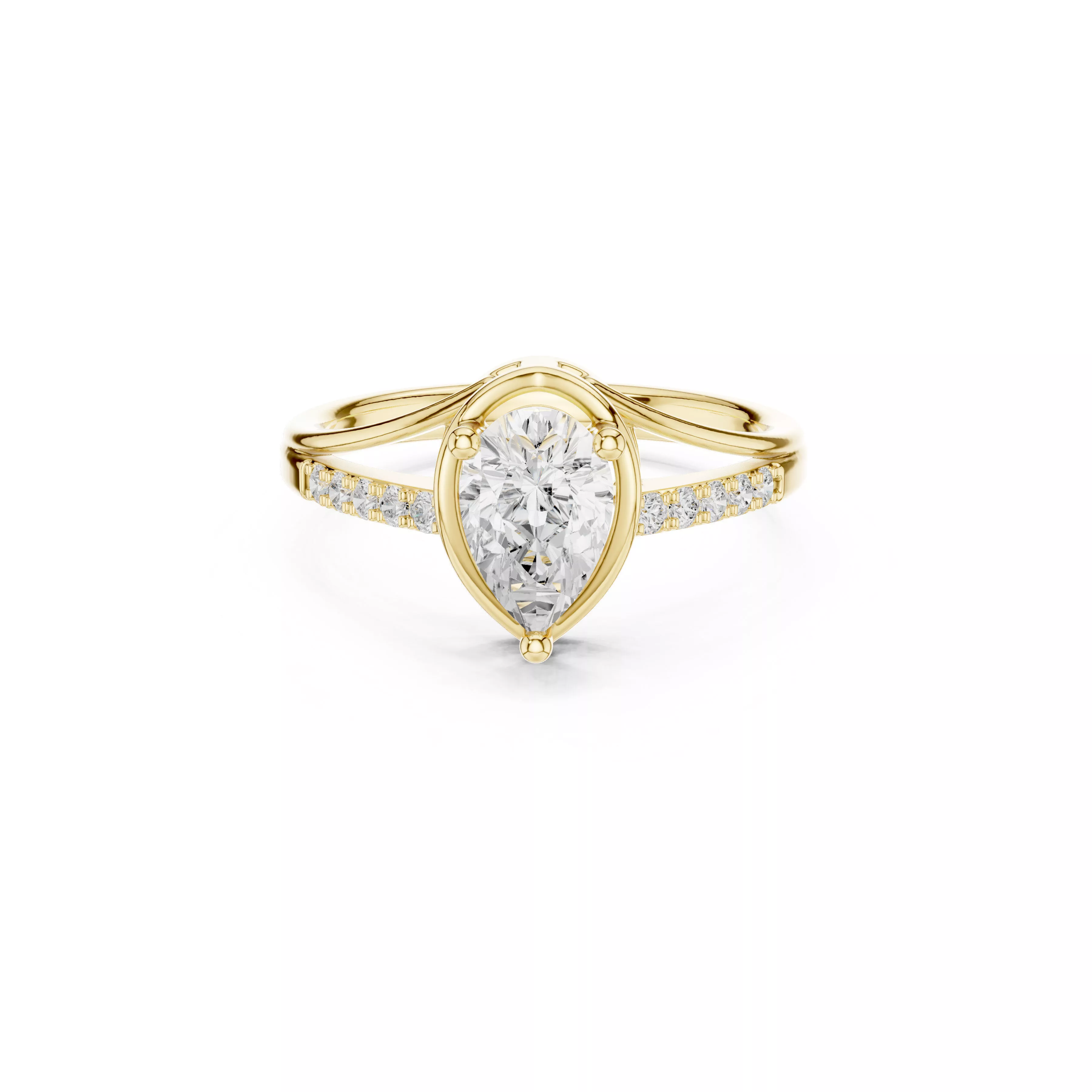 Pear Diamond Split Shank Engagement Ring 3D print model