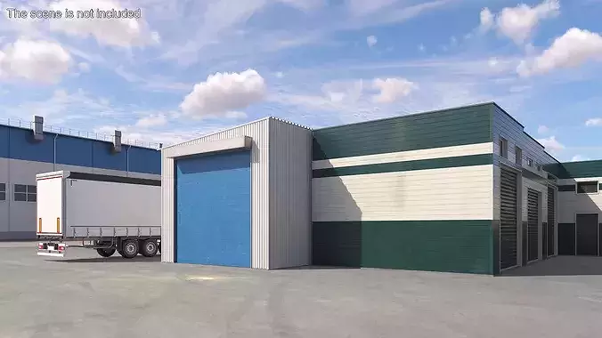 Small Industrial Garage Building 3D model 3
