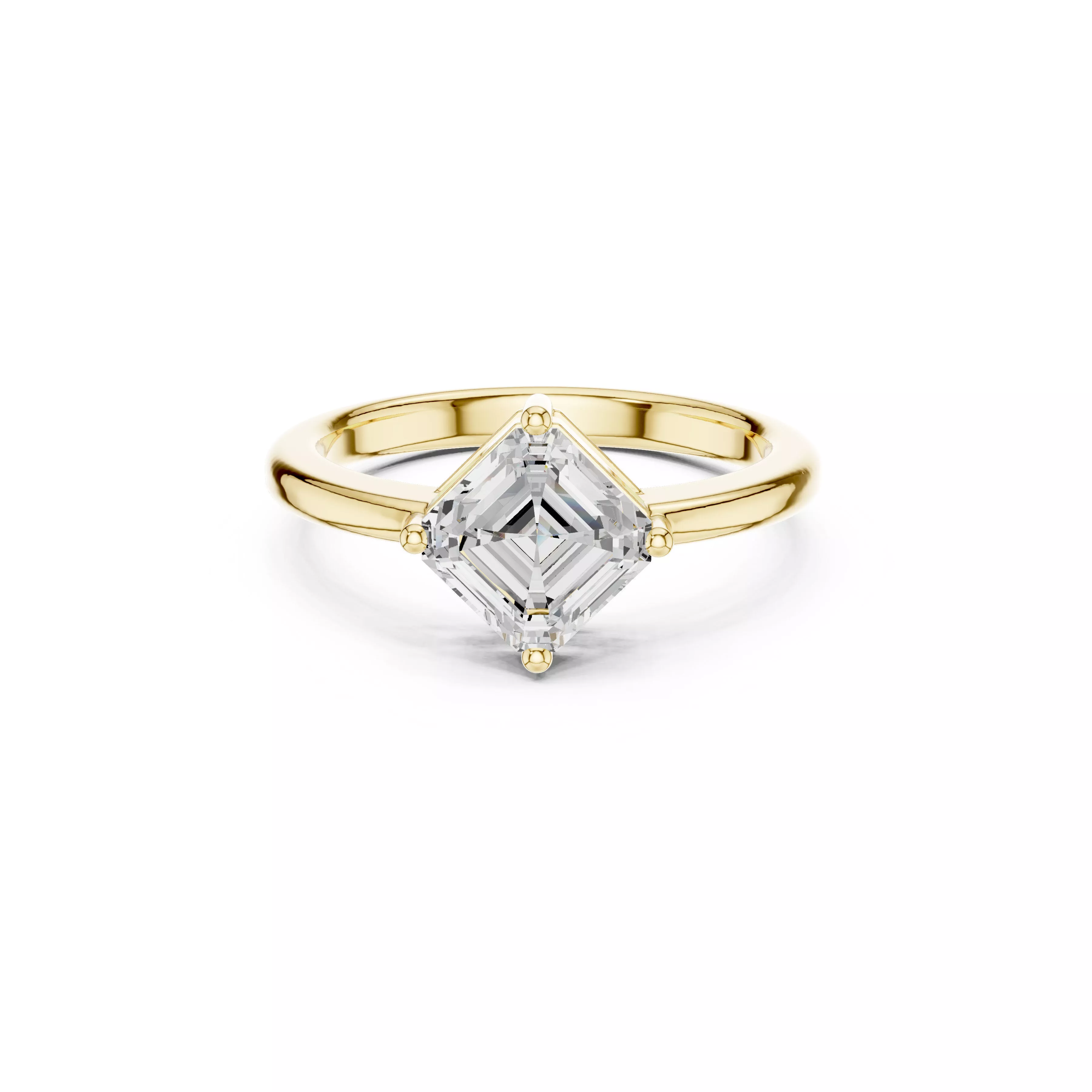 Premium Asscher Cut Solitaire Engagement Ring CAD 3D print model