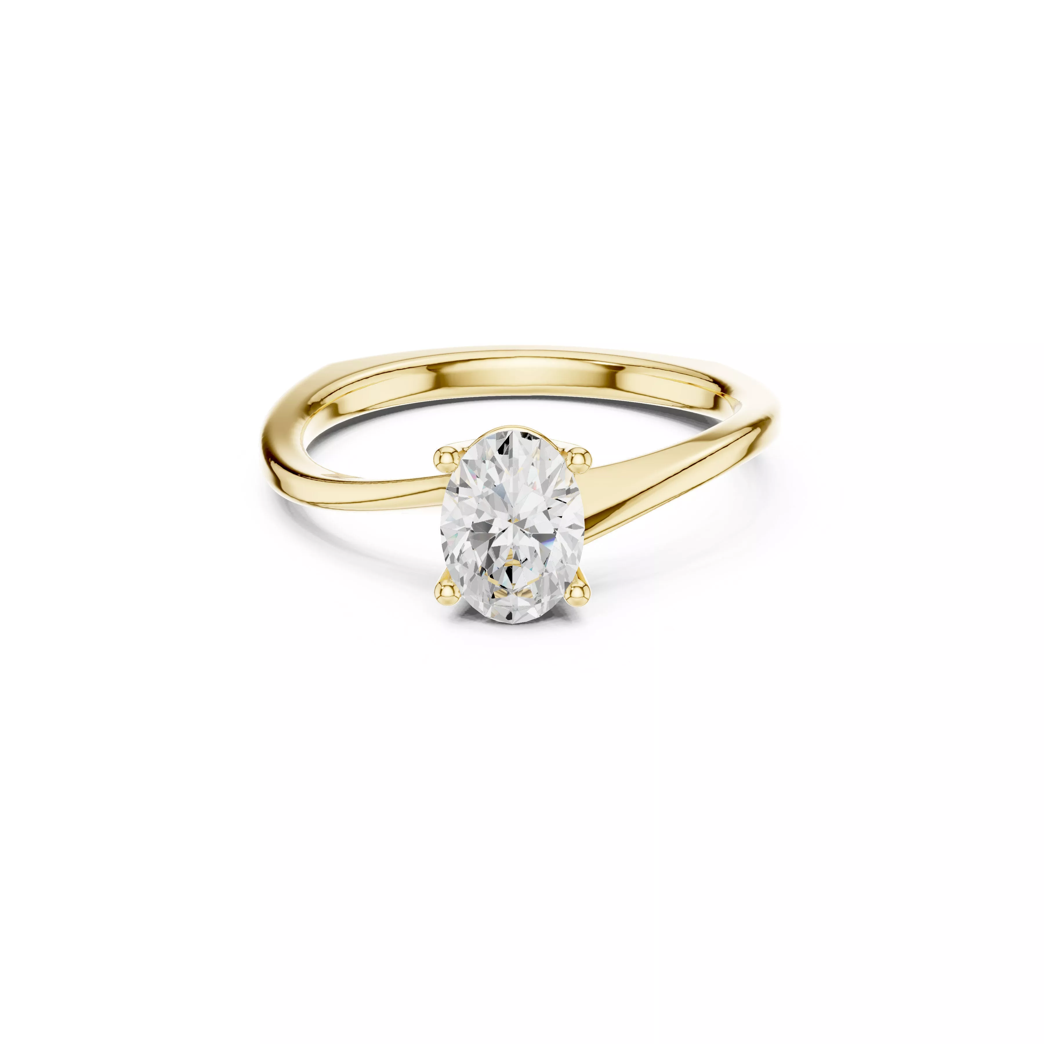 Oval Cut Solitaire Twist Engagement Ring 3D print model