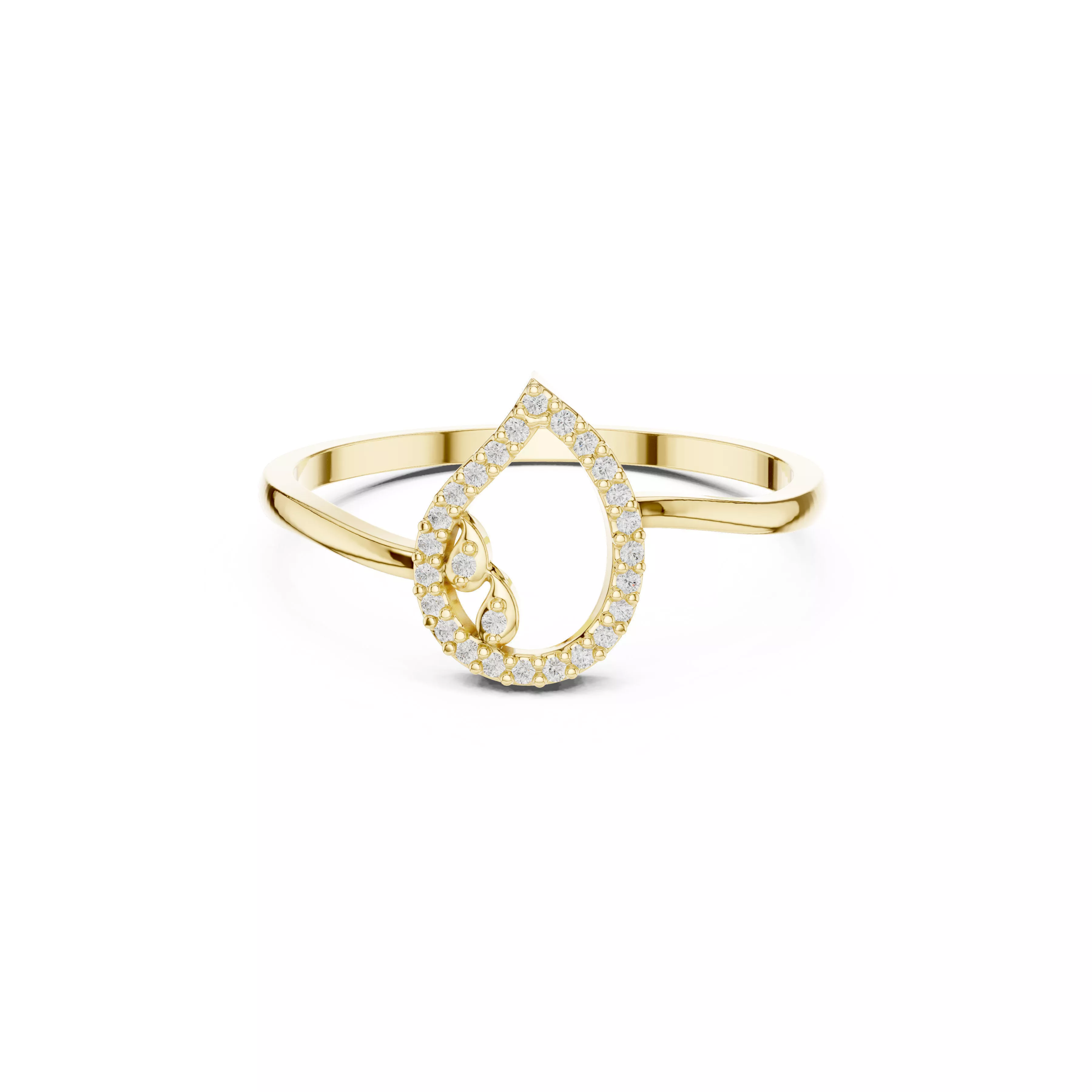 Pear Shape Open Halo Diamond Ring CAD 3D print model
