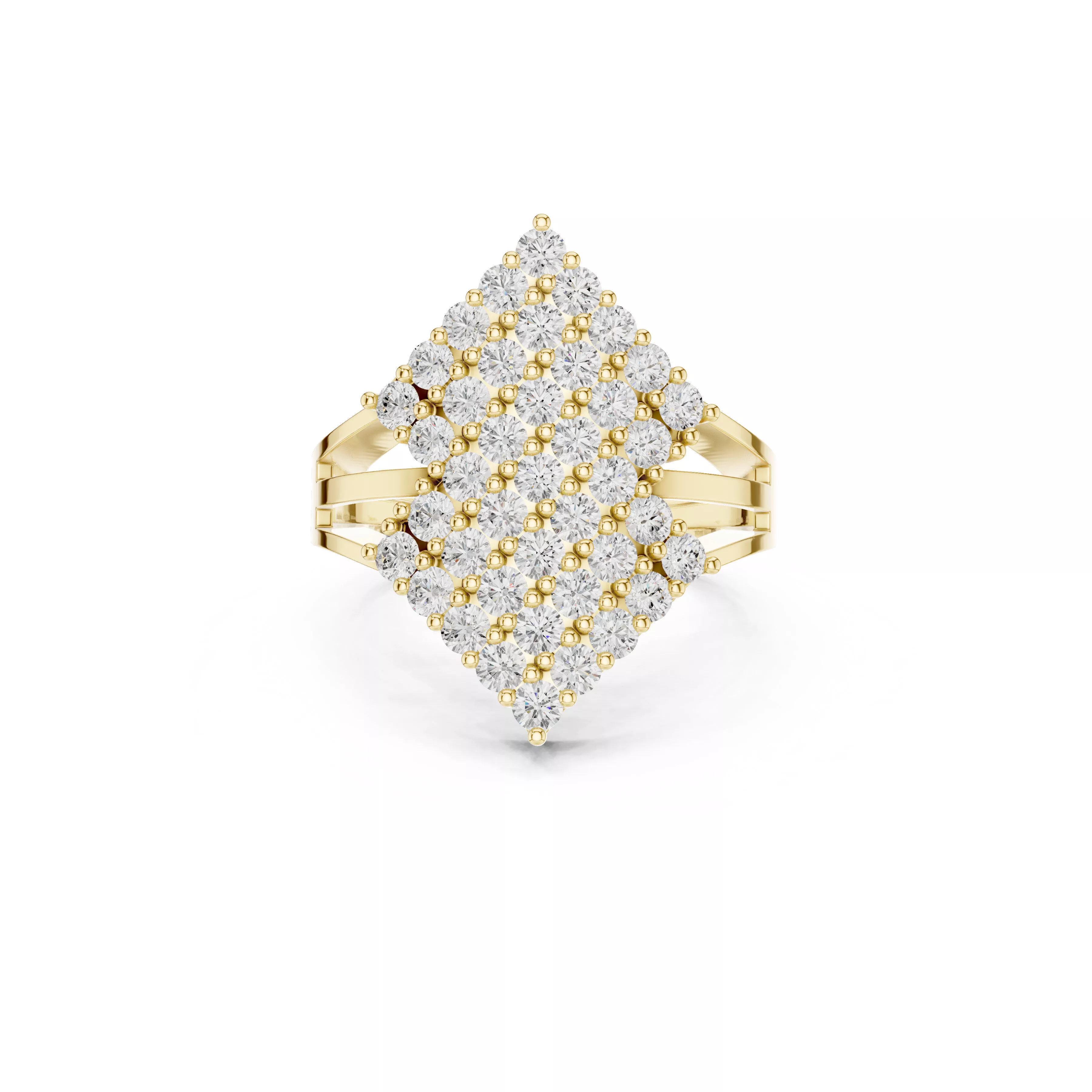 Diamond Cluster Statement Cocktail Ring CAD 3D print model