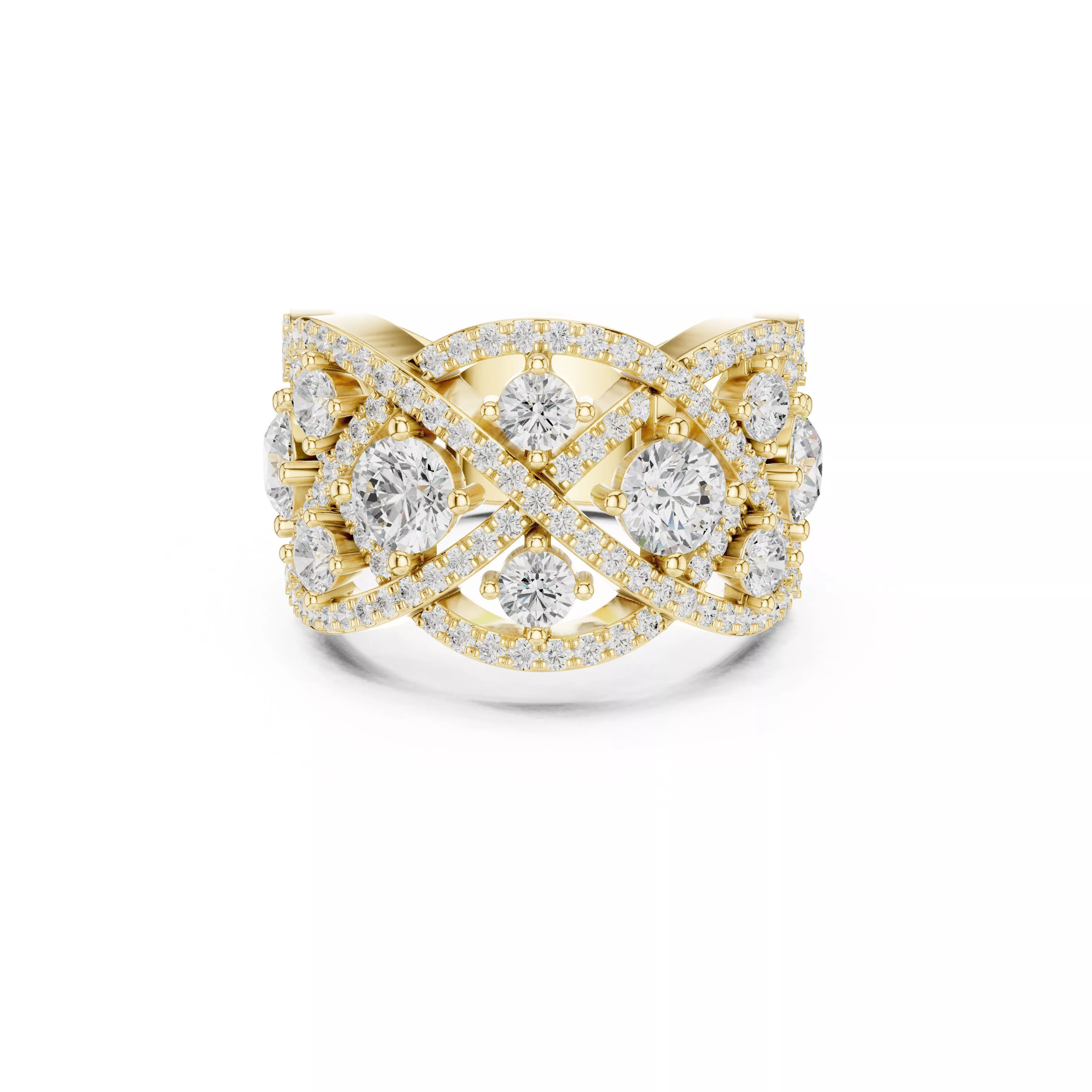 Diamond Infinity Lattice Statement Ring CAD 3D print model