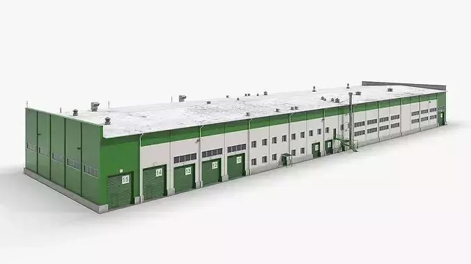 Production and Storage Building Large Scale 3D model 3