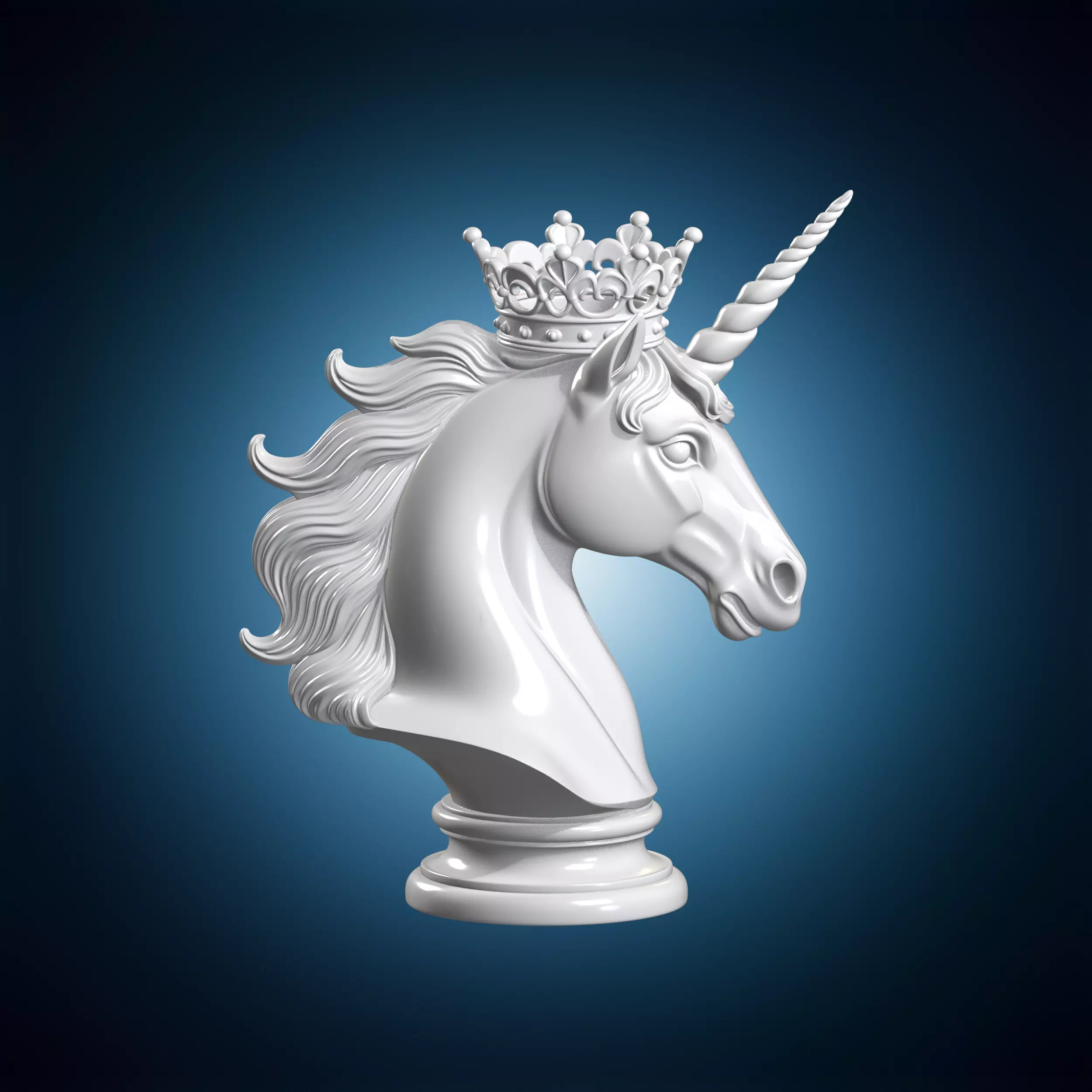 Royal Unicorn Bust 3D Print Model 3D print model