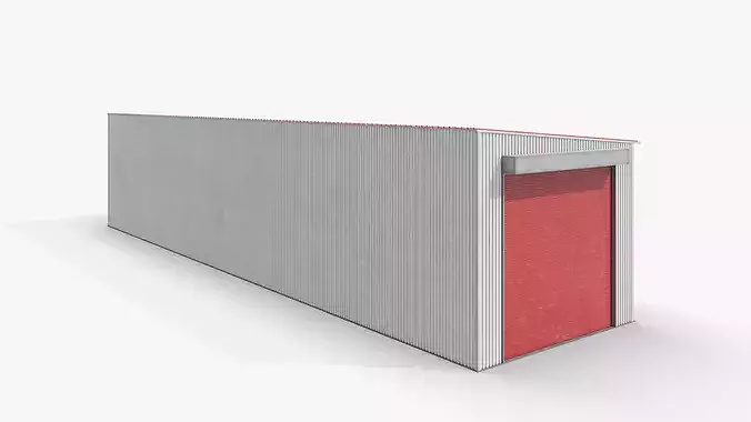 Separate Industrial Garage Building 3D model 4