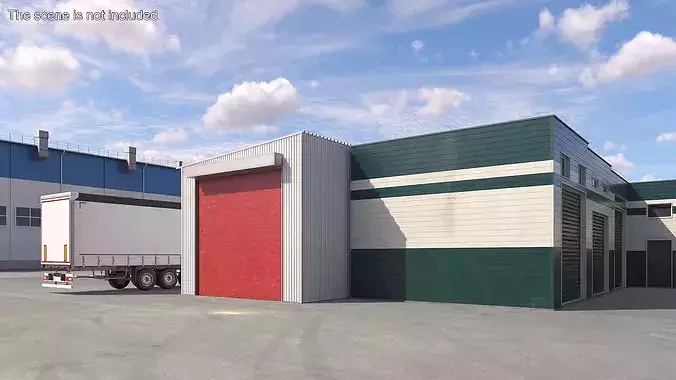 Separate Industrial Garage Building 3D model 3