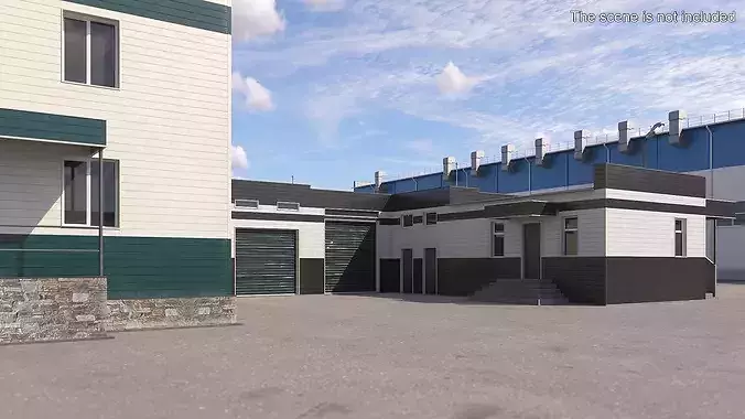 Commercial Facility with Garages 3D model 2