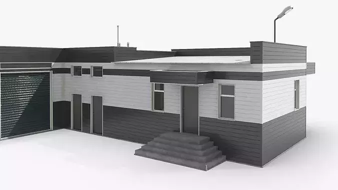 Commercial Facility with Garages 3D model 4