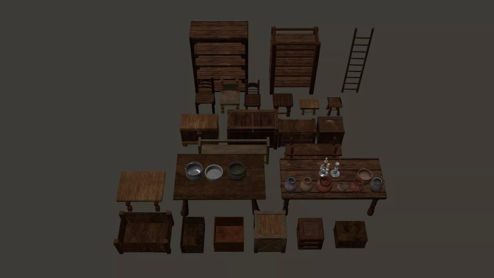 Medieval Furniture Pack 4K PBR 3D model