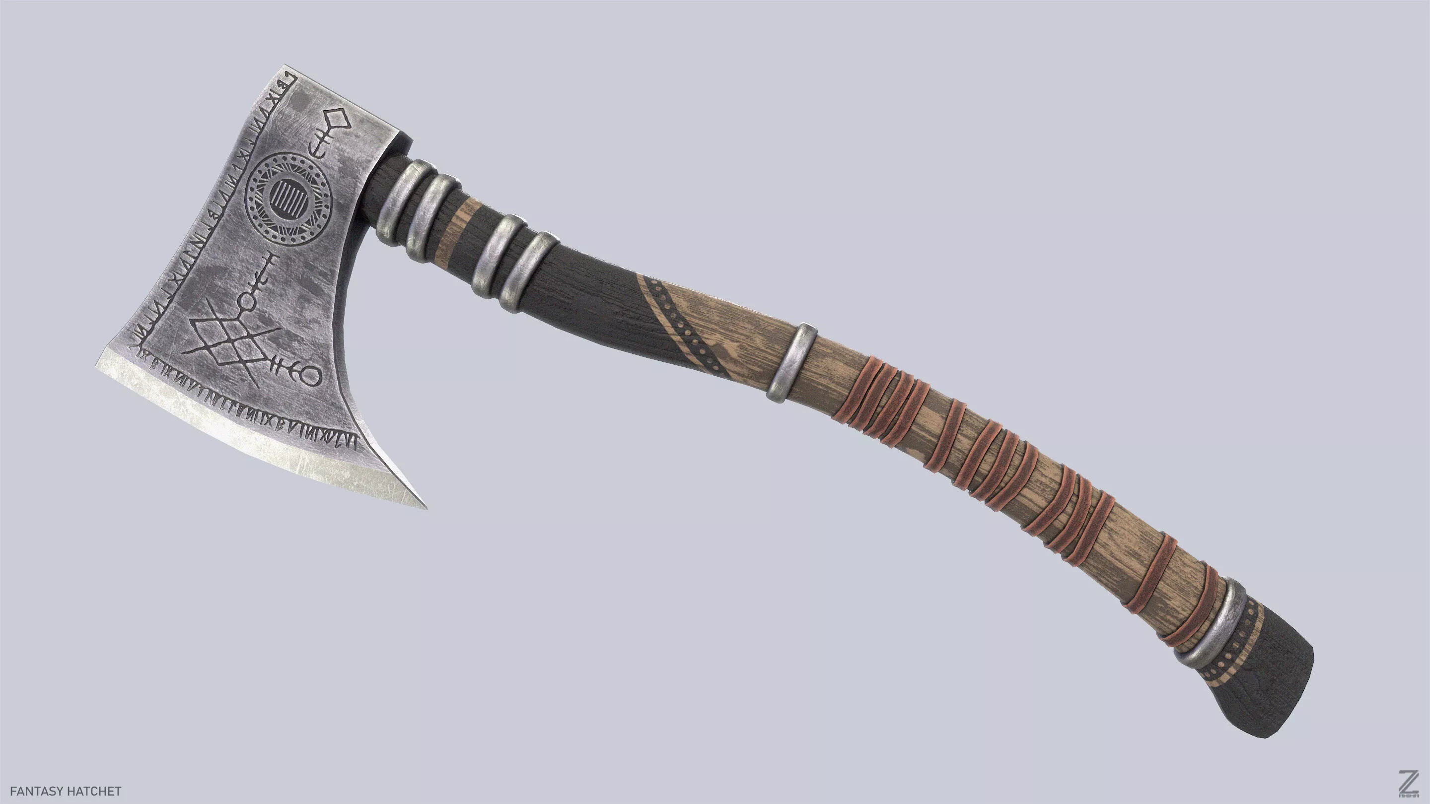 Fantasy hatchet Low-poly 3D model