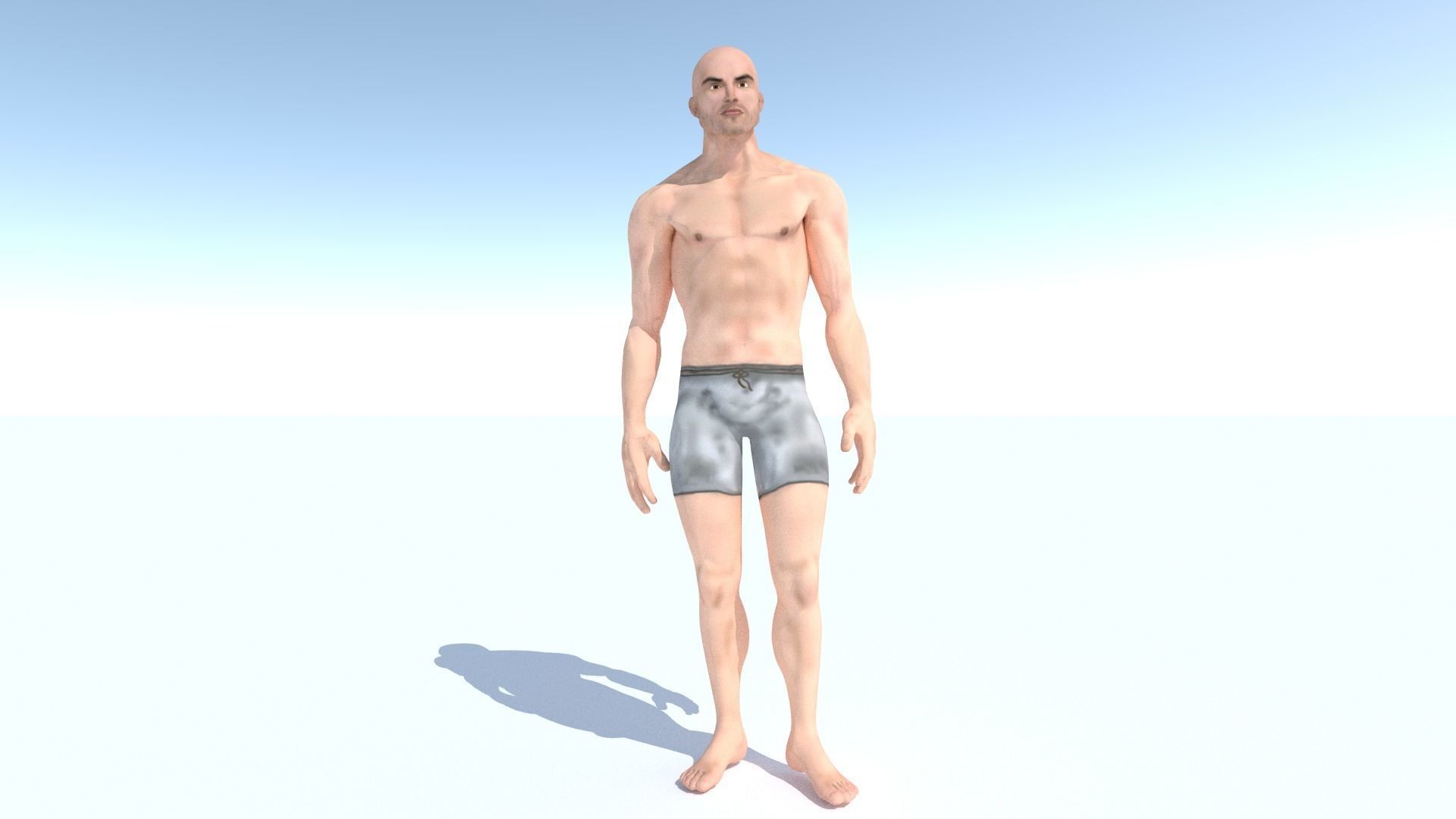 Human Base Male Character Low-poly 3D model_7