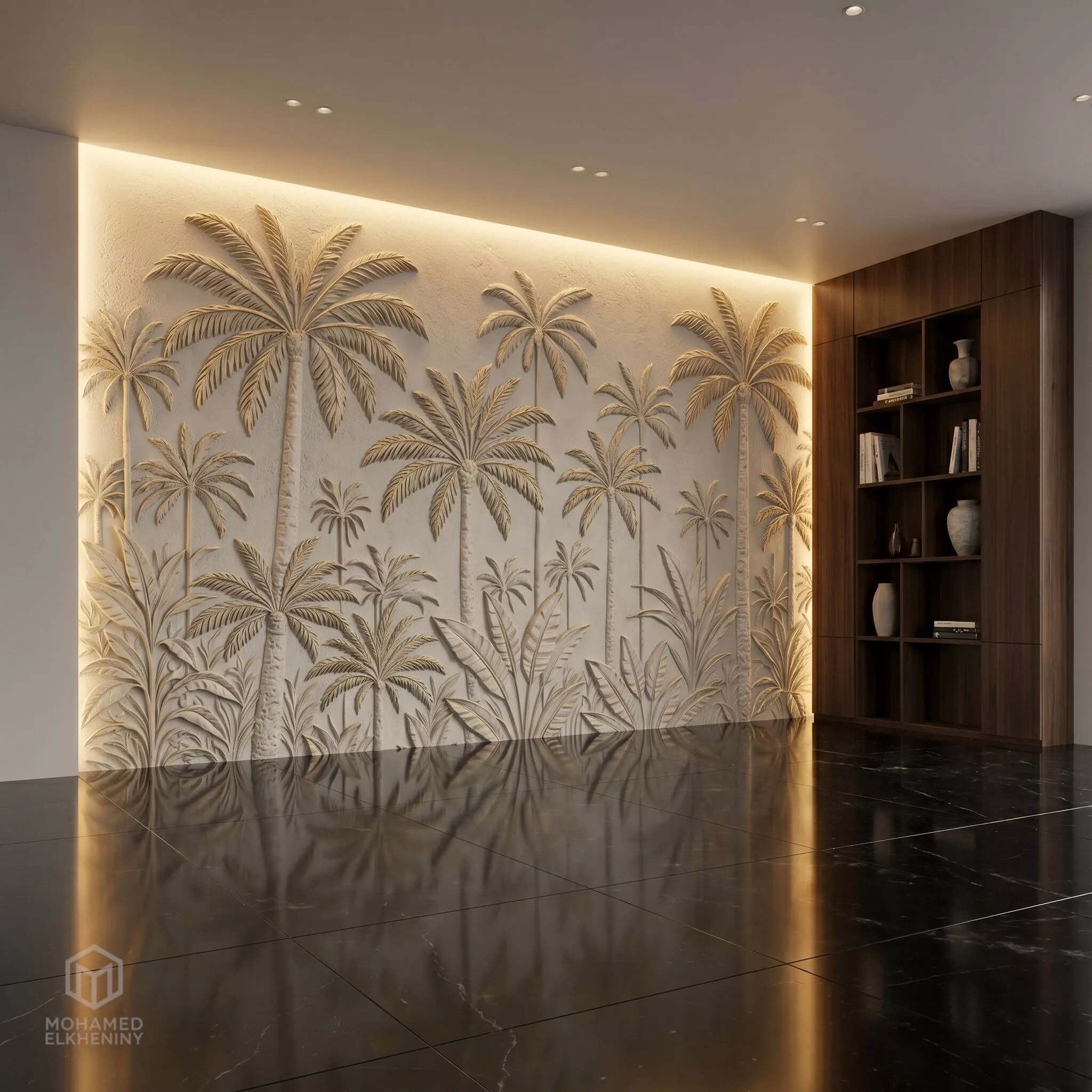 Tropical Palm Trees wall decor Relief STL Mural CNC 453 3D model