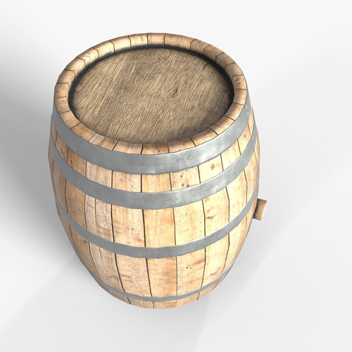 Wooden barrel 3D model_1
