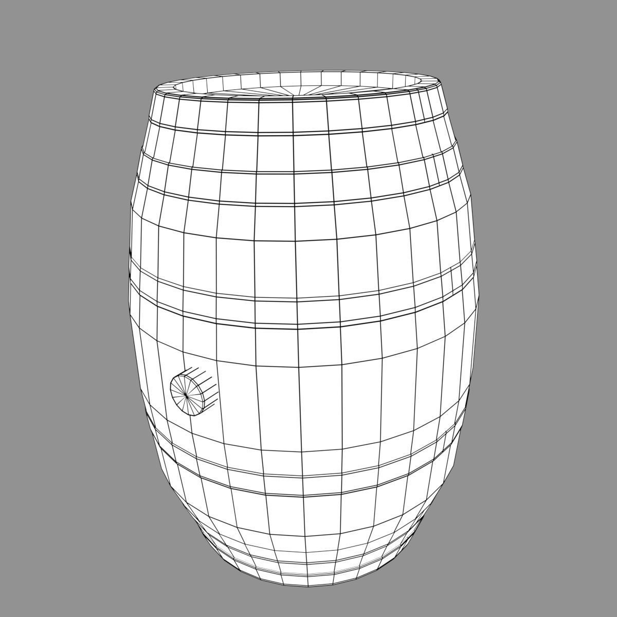 Wooden barrel 3D model_3