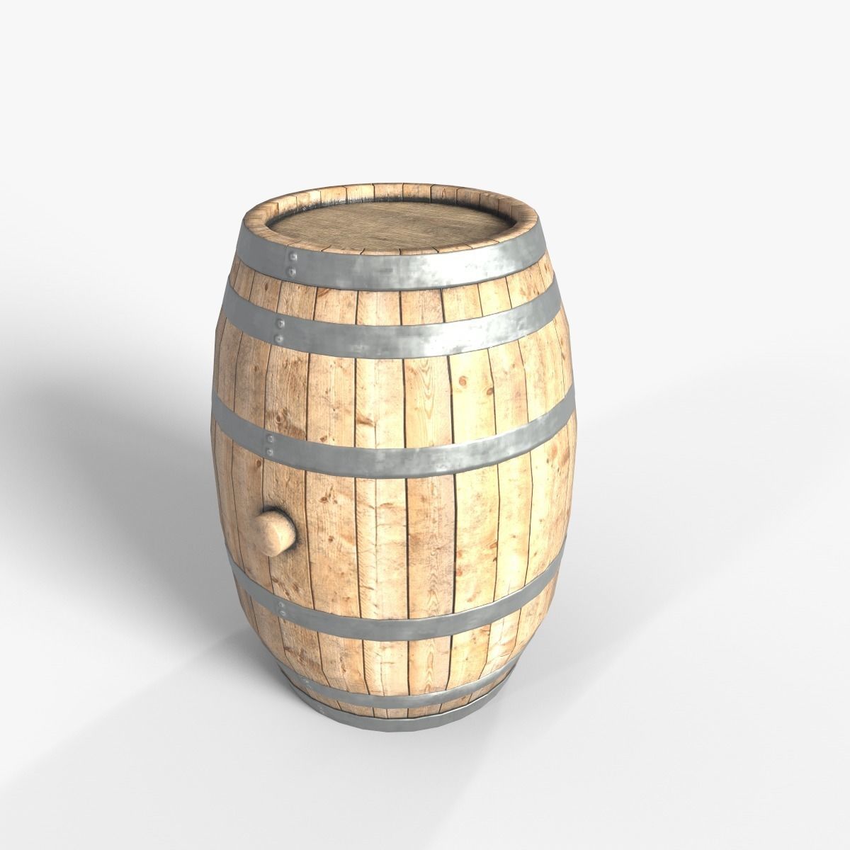 Wooden barrel 3D model_0