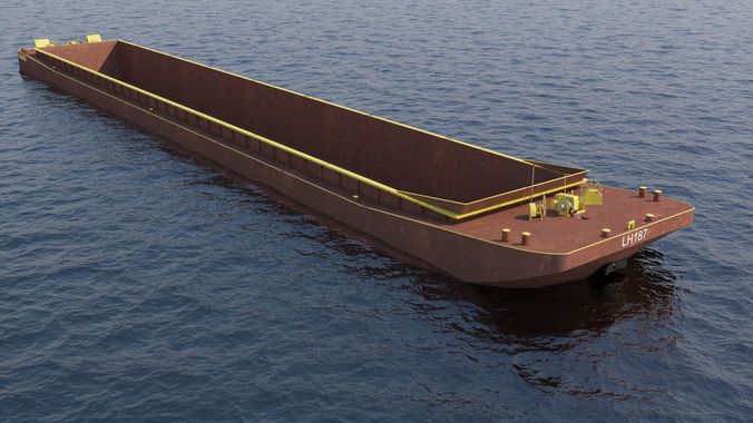 barge cargo ship floating in ocean Low-poly 3D model