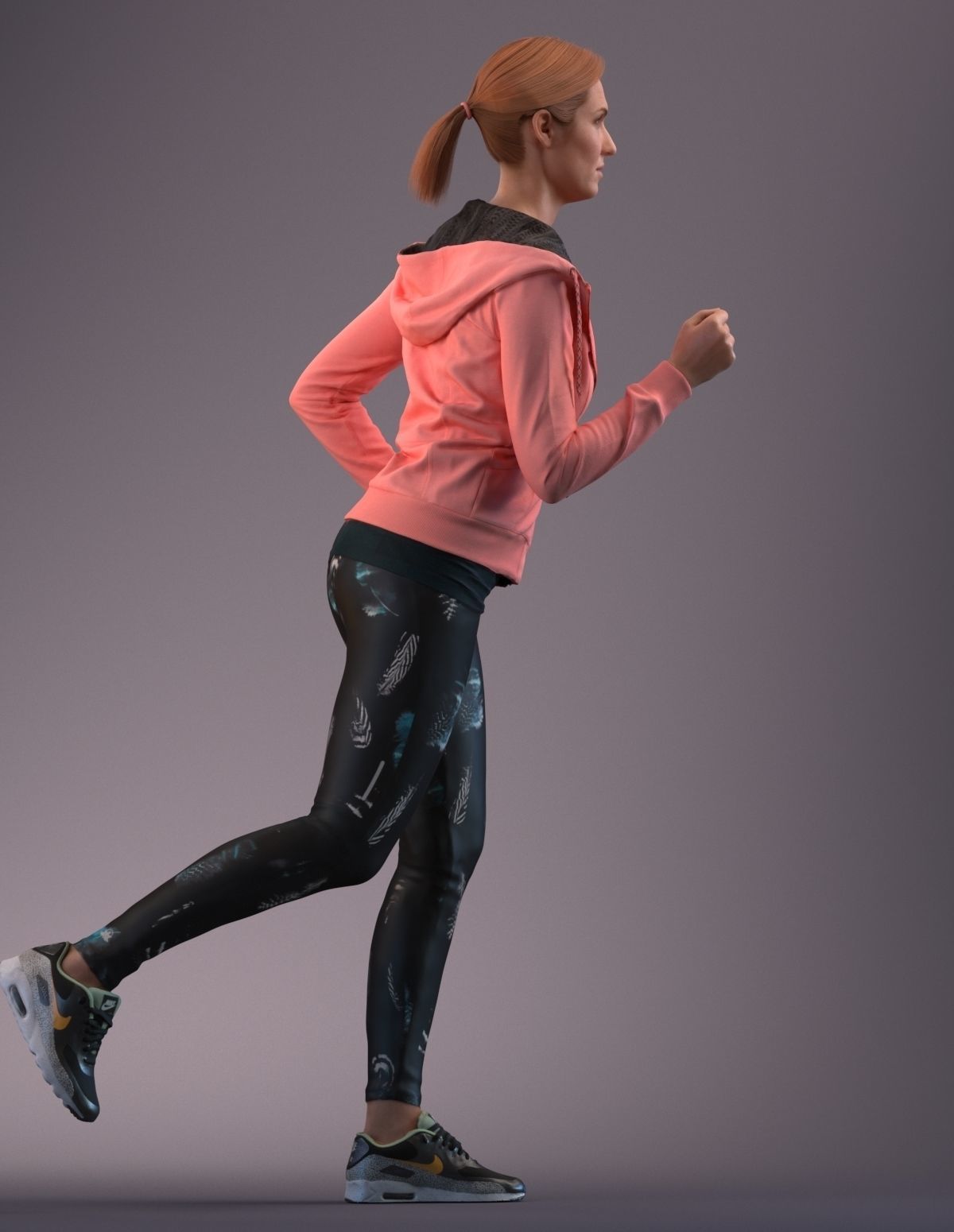 European woman jogging in sportive clothing 3D model_2
