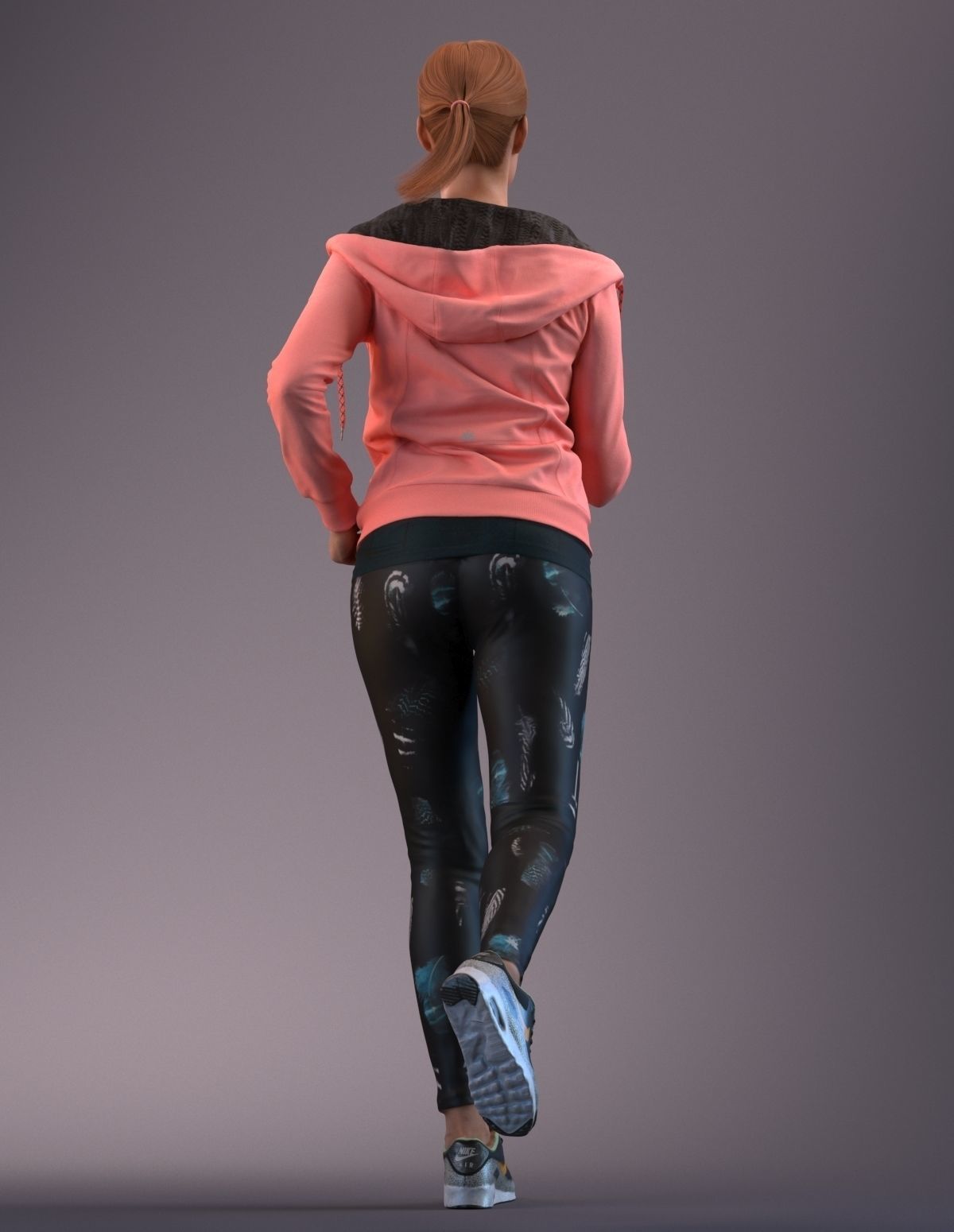European woman jogging in sportive clothing 3D model_4