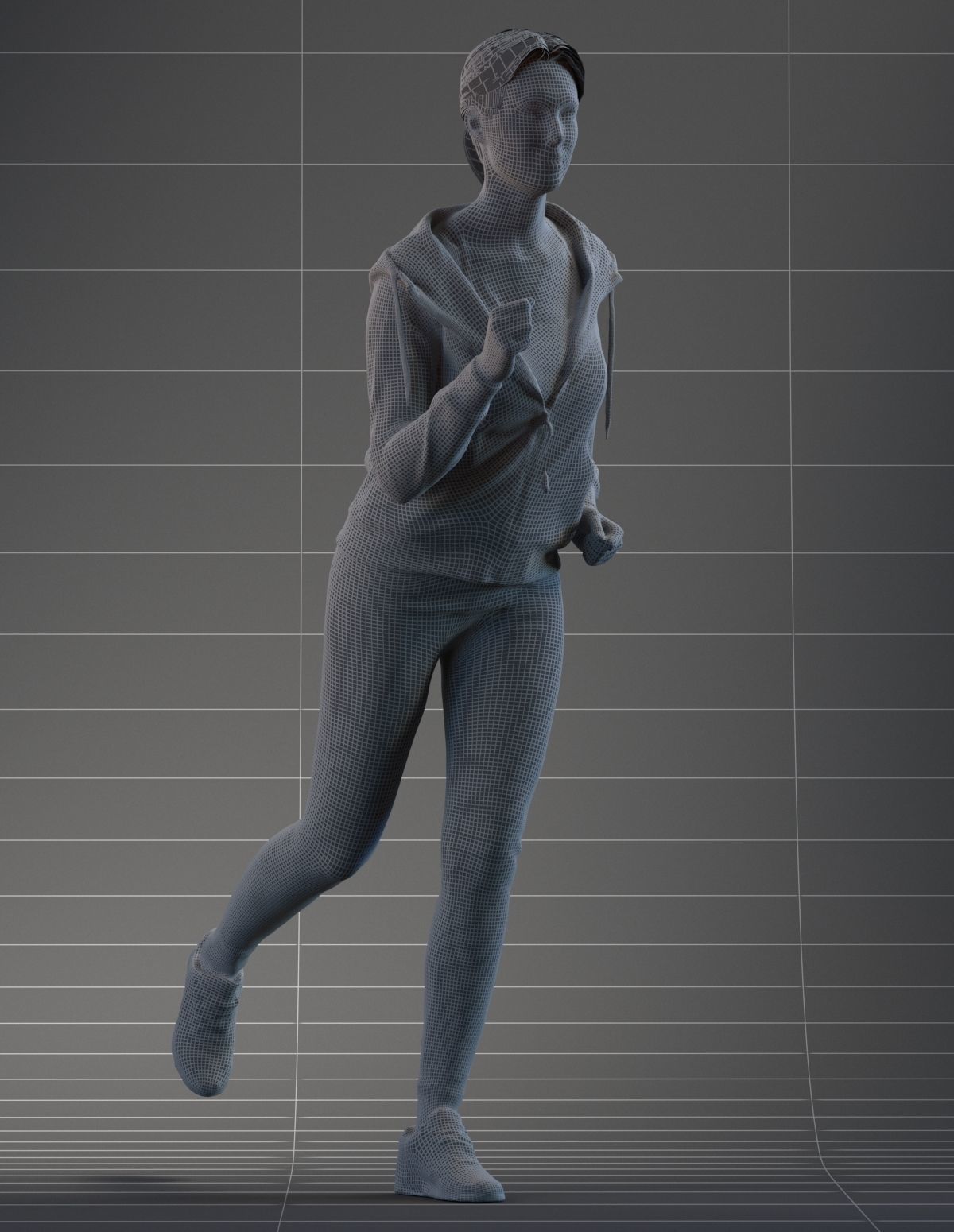 European woman jogging in sportive clothing 3D model_12