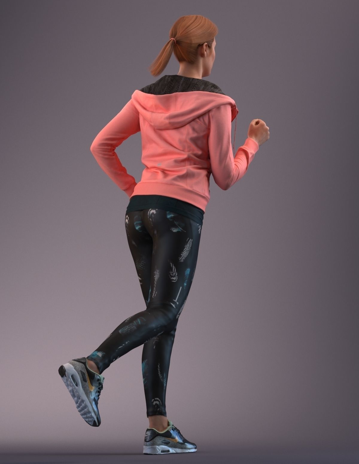European woman jogging in sportive clothing 3D model_5