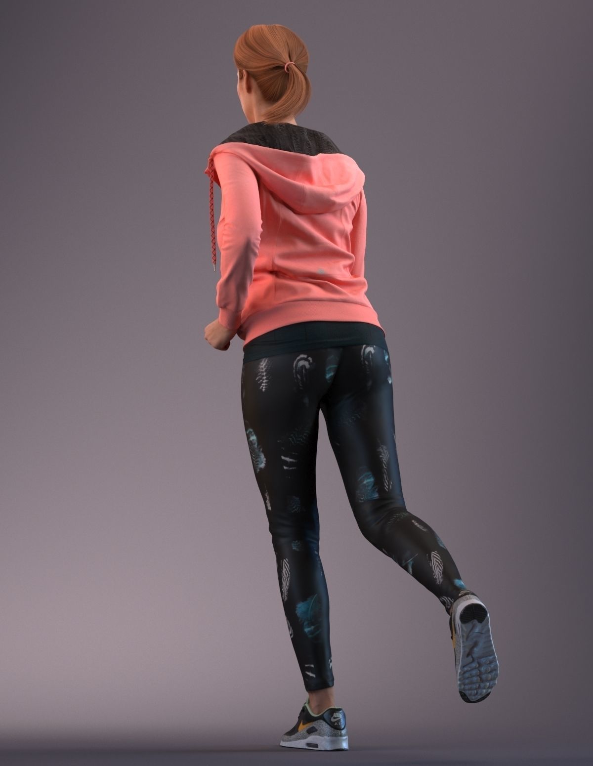 European woman jogging in sportive clothing 3D model_3