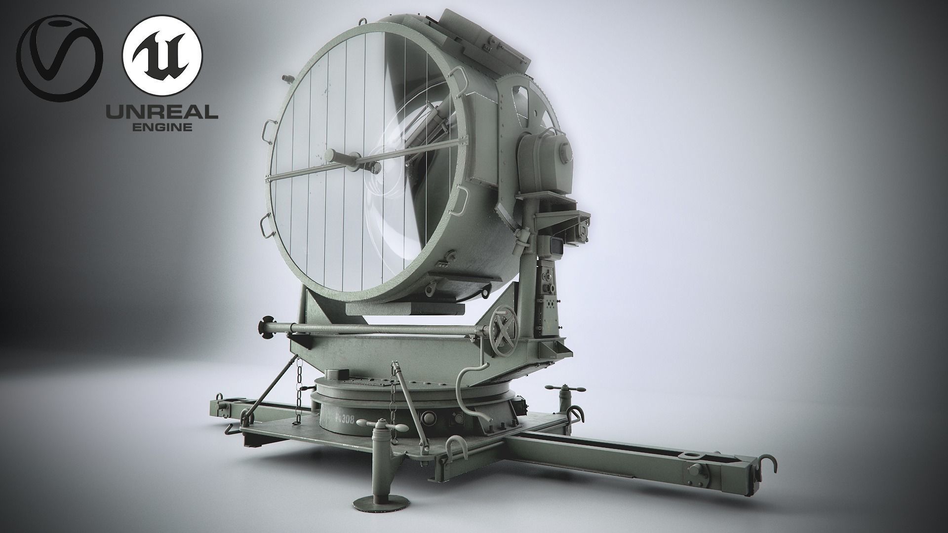 150cm Flak Scheinwerfer Searchlight 3D model_0