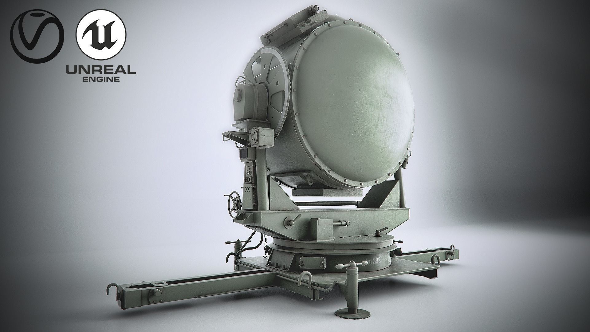 150cm Flak Scheinwerfer Searchlight 3D model_2