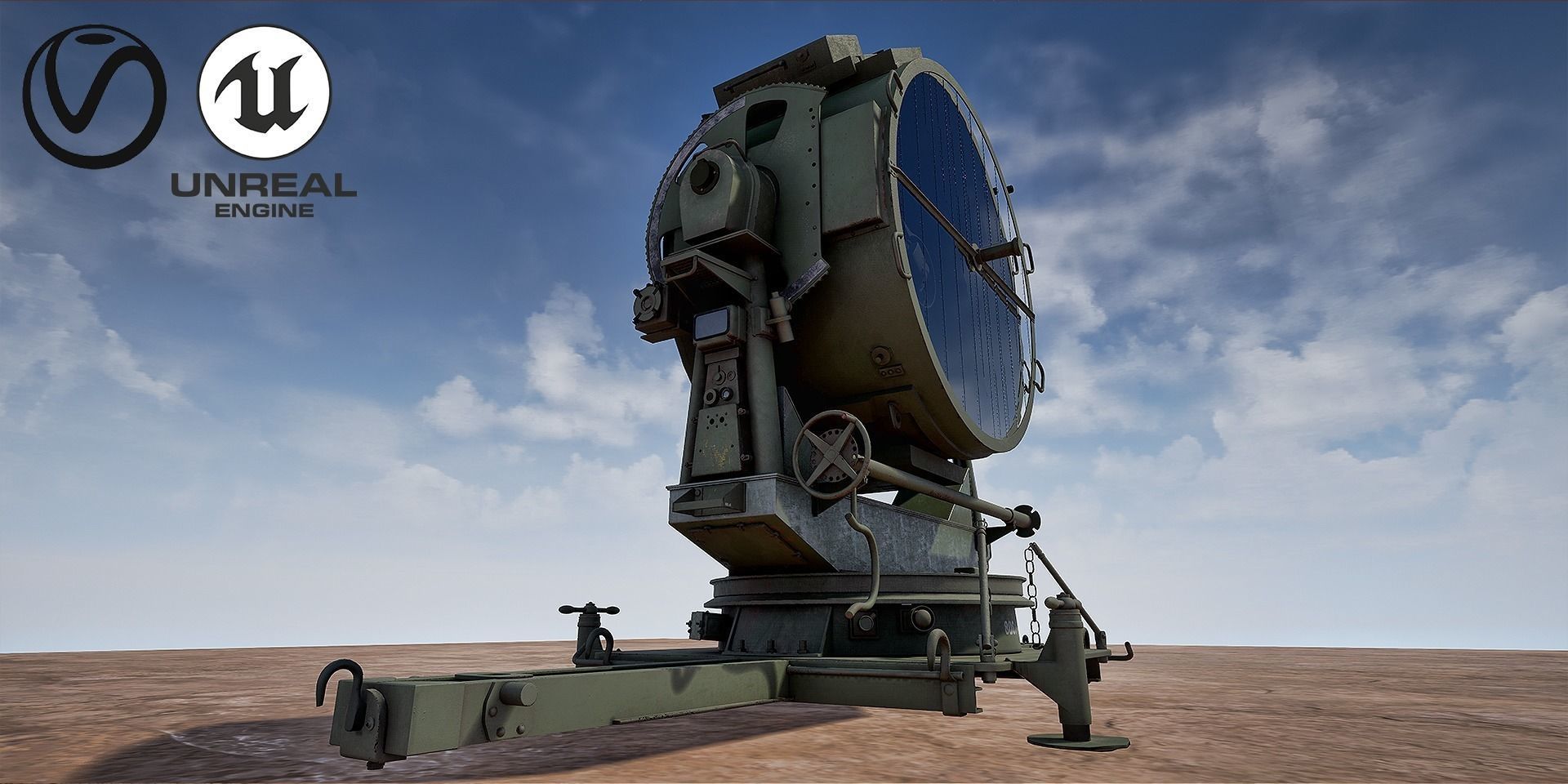 150cm Flak Scheinwerfer Searchlight 3D model_4