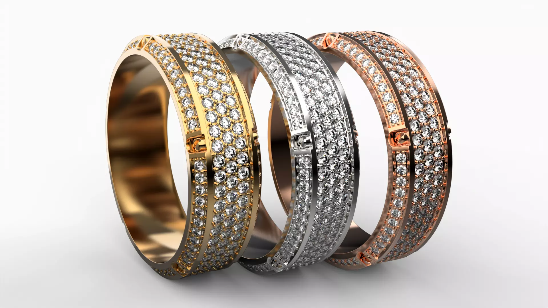 Gold Screw Pave ring R27 3D print model
