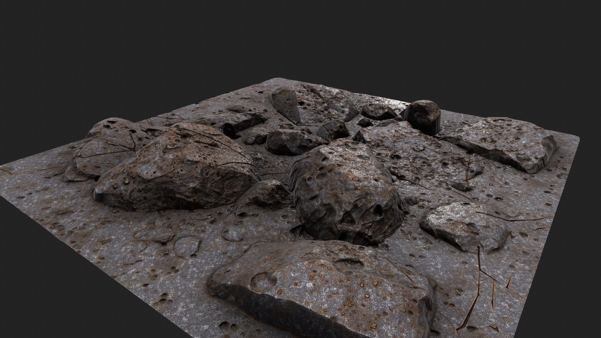 Rocks pile of on table 3D model_5