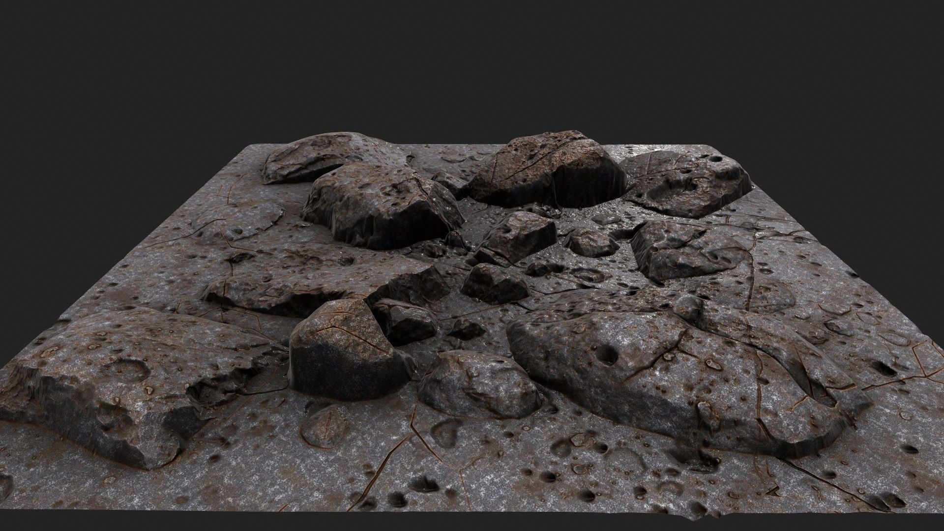 Rocks pile of on table 3D model_2
